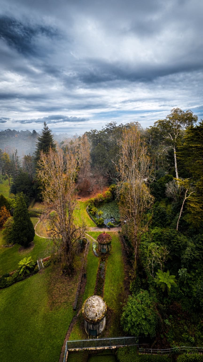 Aerial view of Alfred Nicholas Gardens from the upper lookout