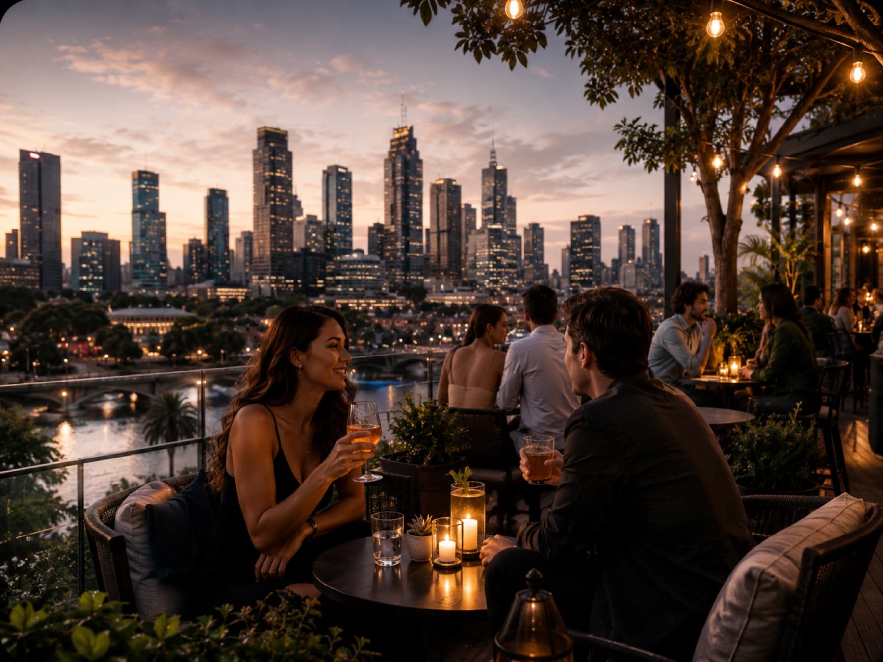 Two people at a candlelit table